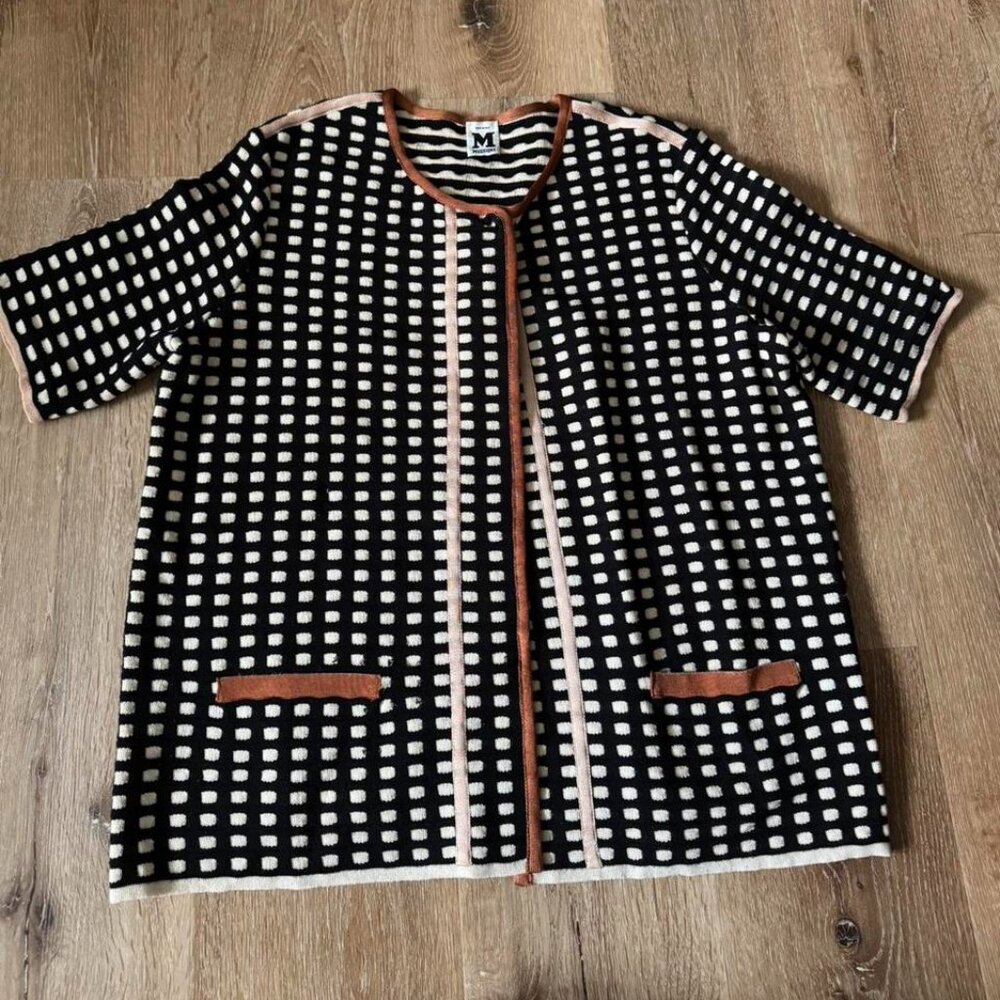 Missoni Multicolor Black Brown White Knit Cardigan Sweater Jacket Size 12‎